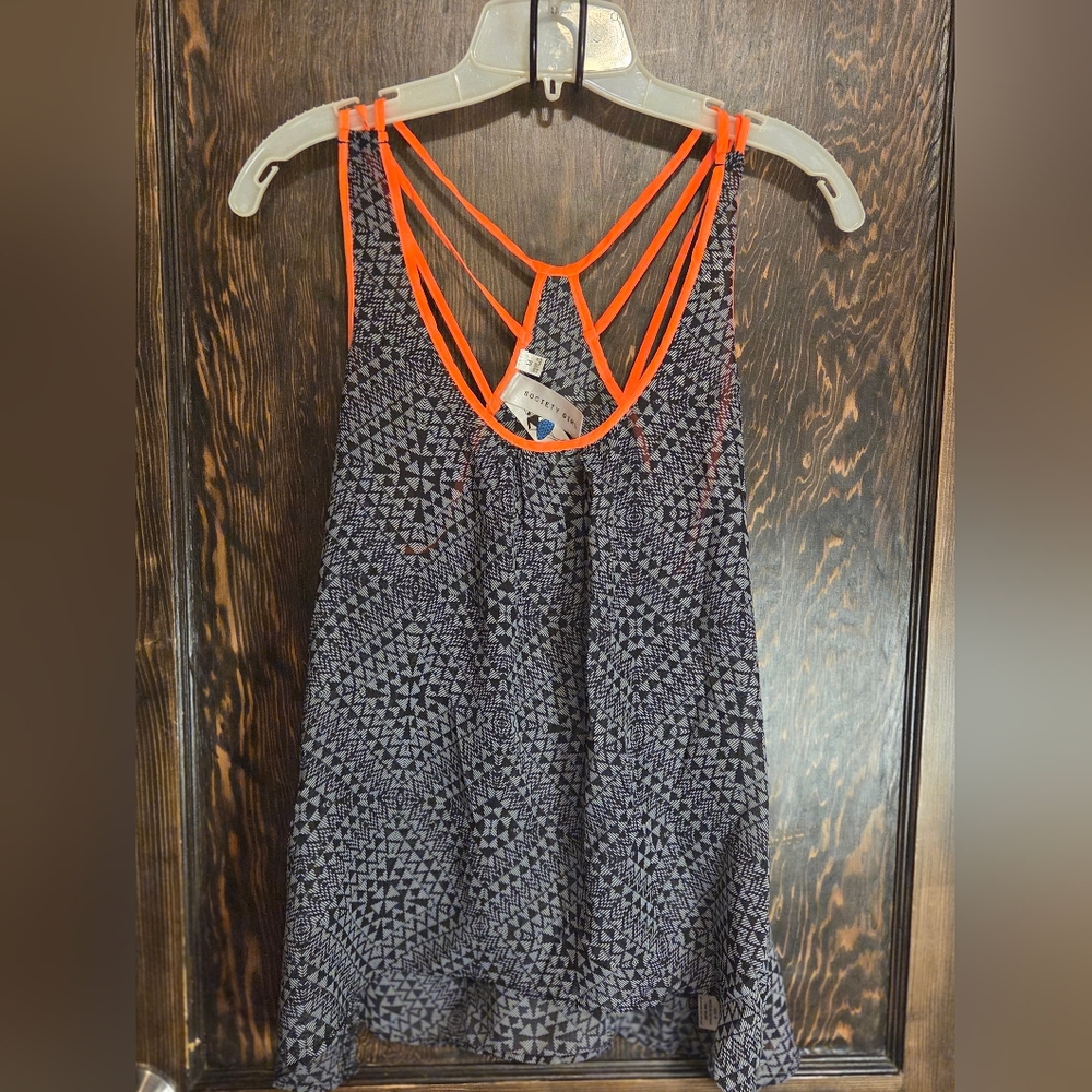 Society Girl Orange Strappy Top - Picture 1 of 5